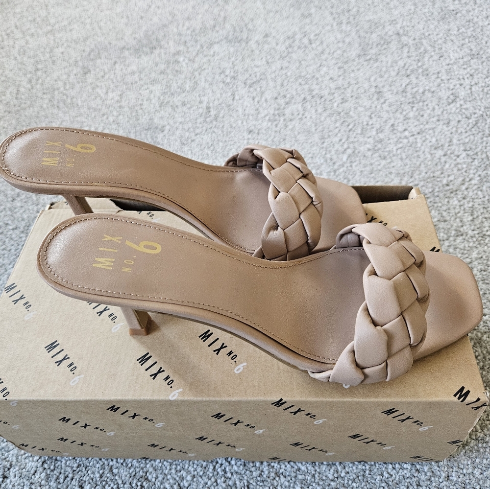 Mix No. 6 braided wide strap heel sandals, 8.5, nude - Picture 6 of 7